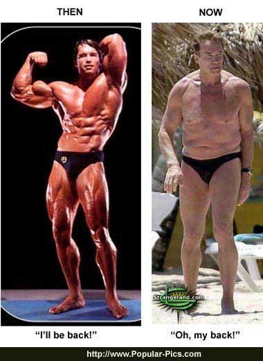 Young and old Schwarzenegger